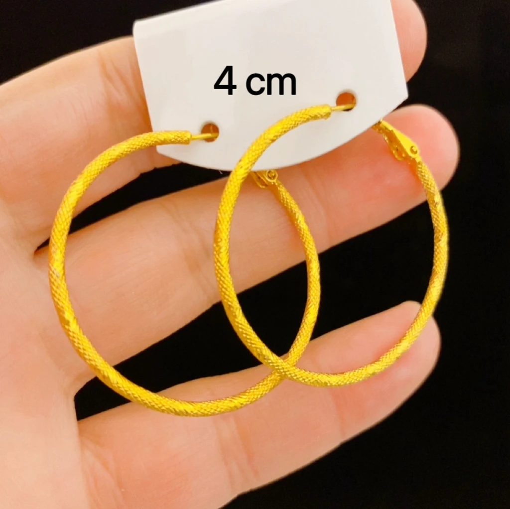 铜合金耳饰 【4cm斜纹磨砂圈圈】精工卡扣耳环时尚女大耳圈简约