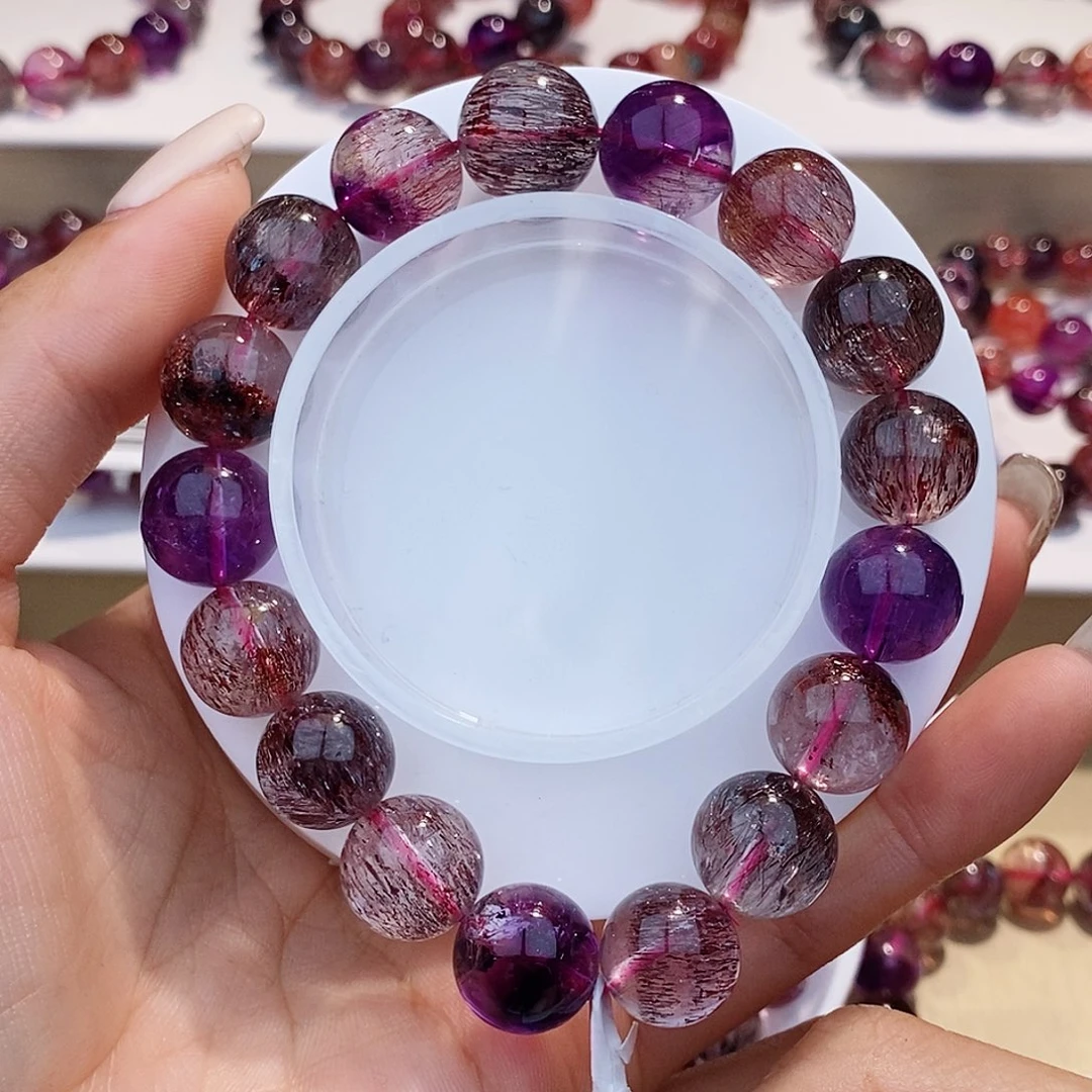 水晶未镶嵌手链黑加仑超七12+