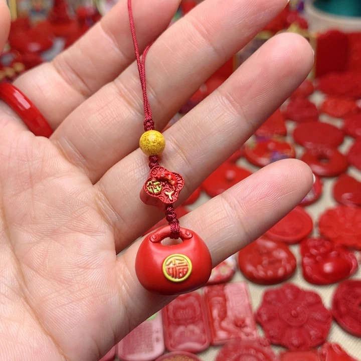 天然辰砂工艺品朱砂手机坠