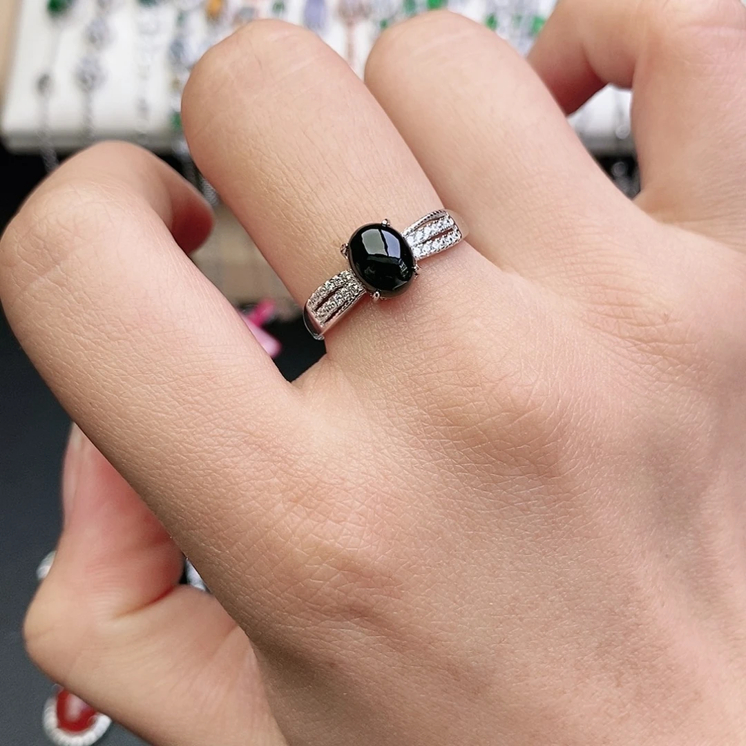 翡翠银S925镶嵌戒指