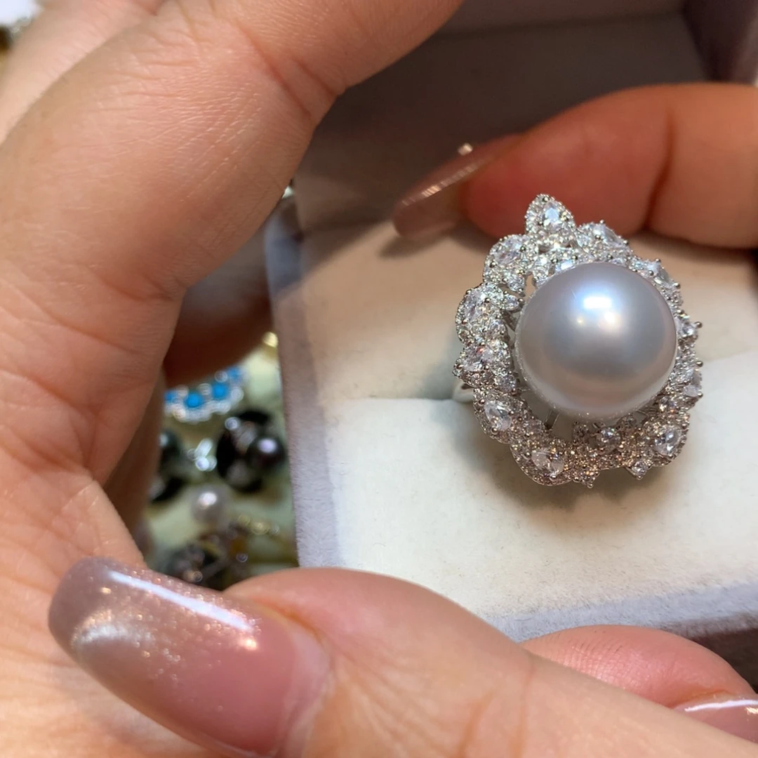 海水珍珠戒指银S925镶嵌