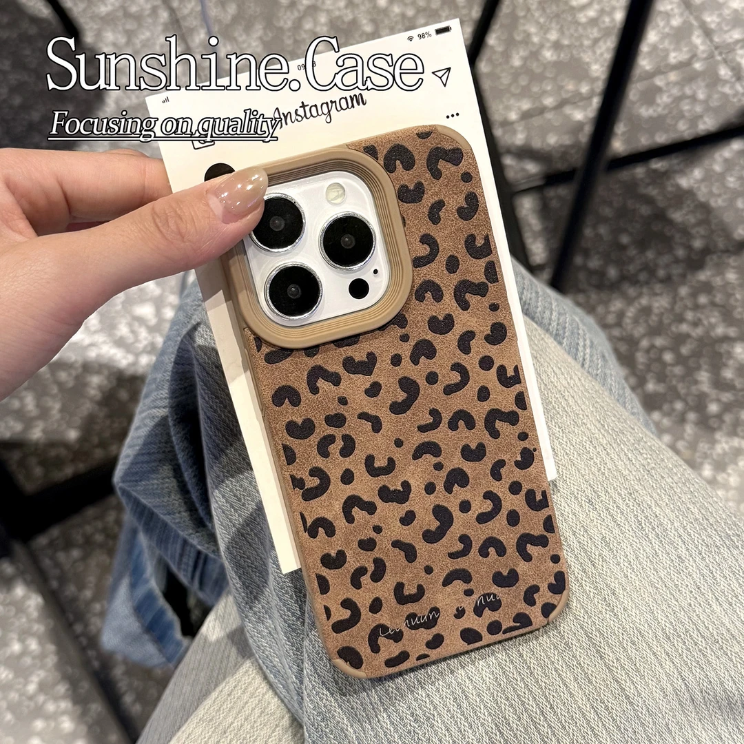 黑豹纹翻毛皮软壳适用苹果17/16华为vivo小米oppo荣耀手机壳