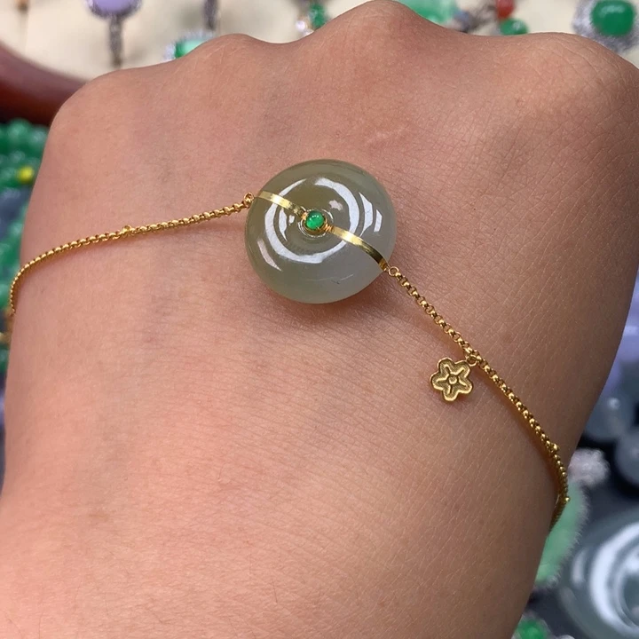 翡翠18K金镶嵌手链