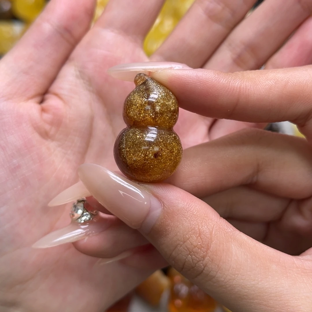 琥珀未镶嵌裸石天然琥珀金沙蜜爆闪葫芦微瑕