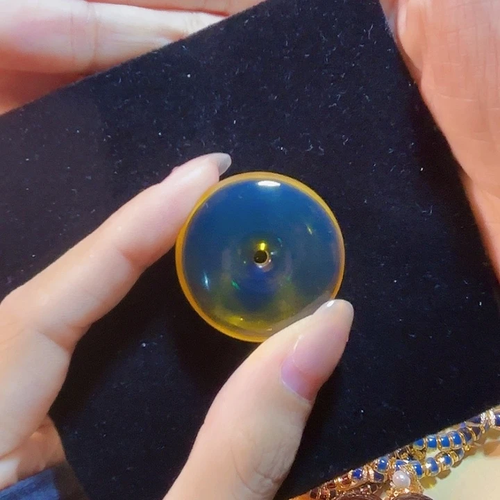 蓝珀未镶嵌珠宝奇石墨西哥蓝珀平安扣