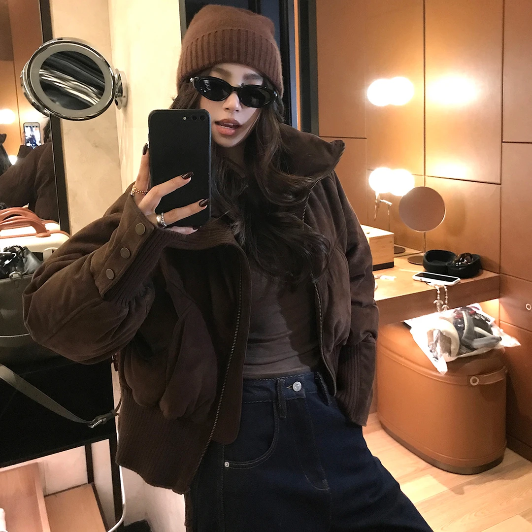 羊皮小鹅包-新西兰进口羊皮90白鹅绒独家超暖短鹅绒服！