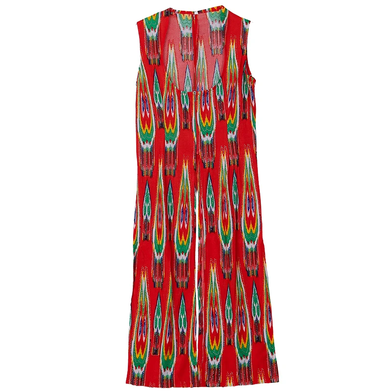 新疆舞女士长款印花舞台演出服服装维族民族风夏季广场舞马甲