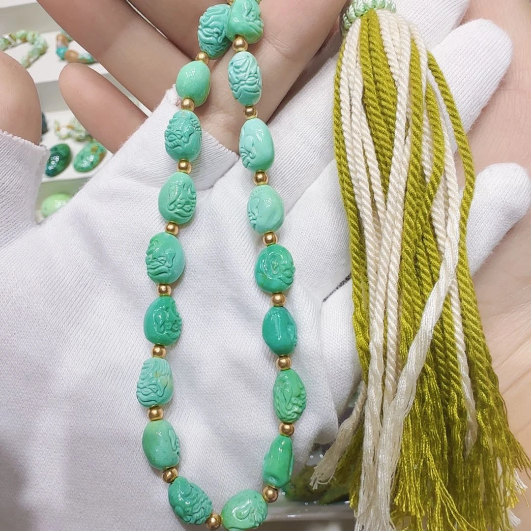 绿松石银S925镀金镶嵌原矿绿松石