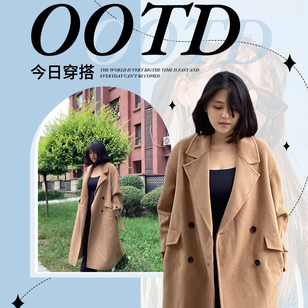女修身型女装休闲显瘦毛呢外套时尚外套长款中长款