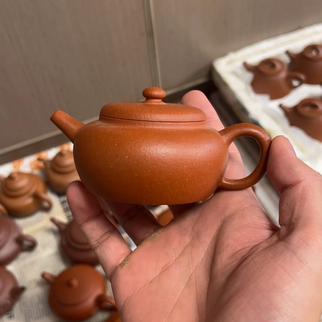茶壶紫砂怀*微瑕红泥扁玉