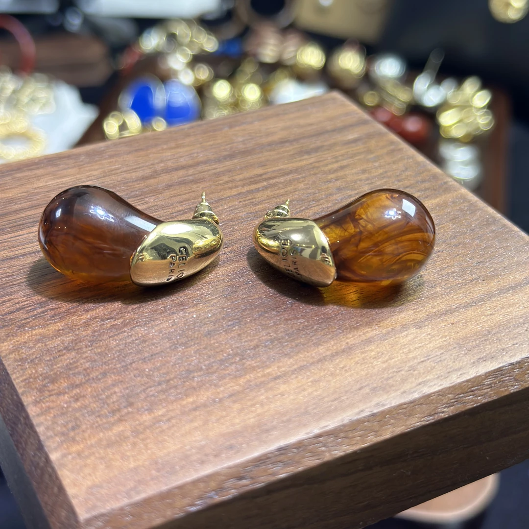 铜合金耳饰 铜合金耳饰 【美拉德晕染水滴】小众高级感个性耳饰