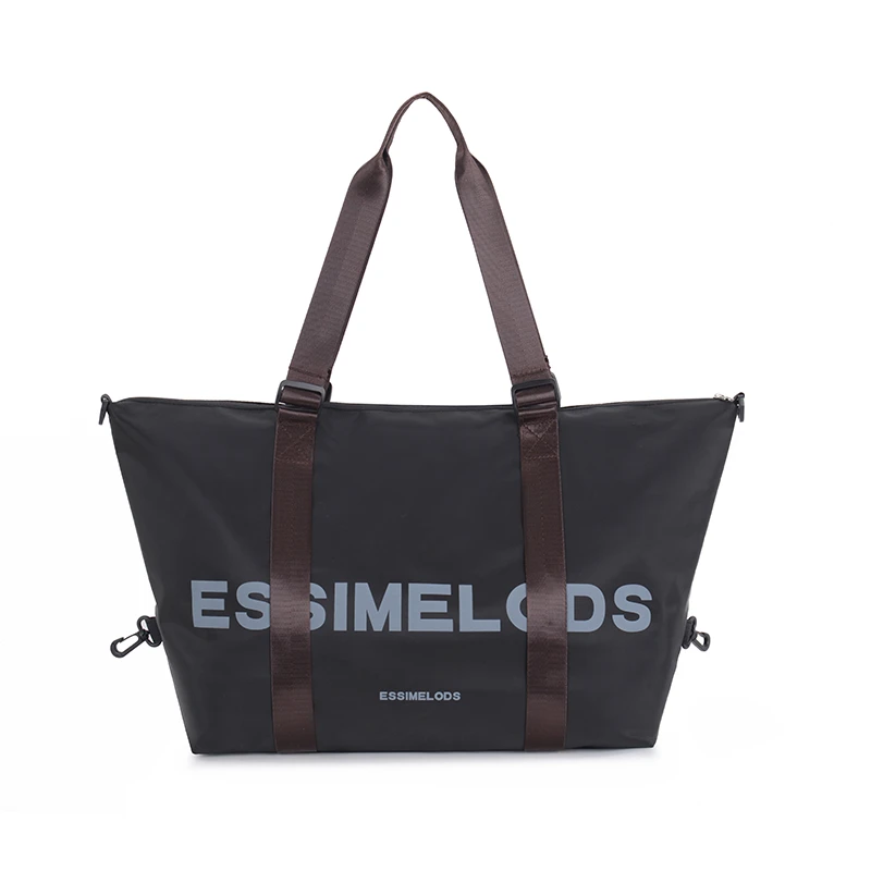 2336时尚休闲百搭旅行包黑色简约单肩包韩版中性轻便大容量手提包