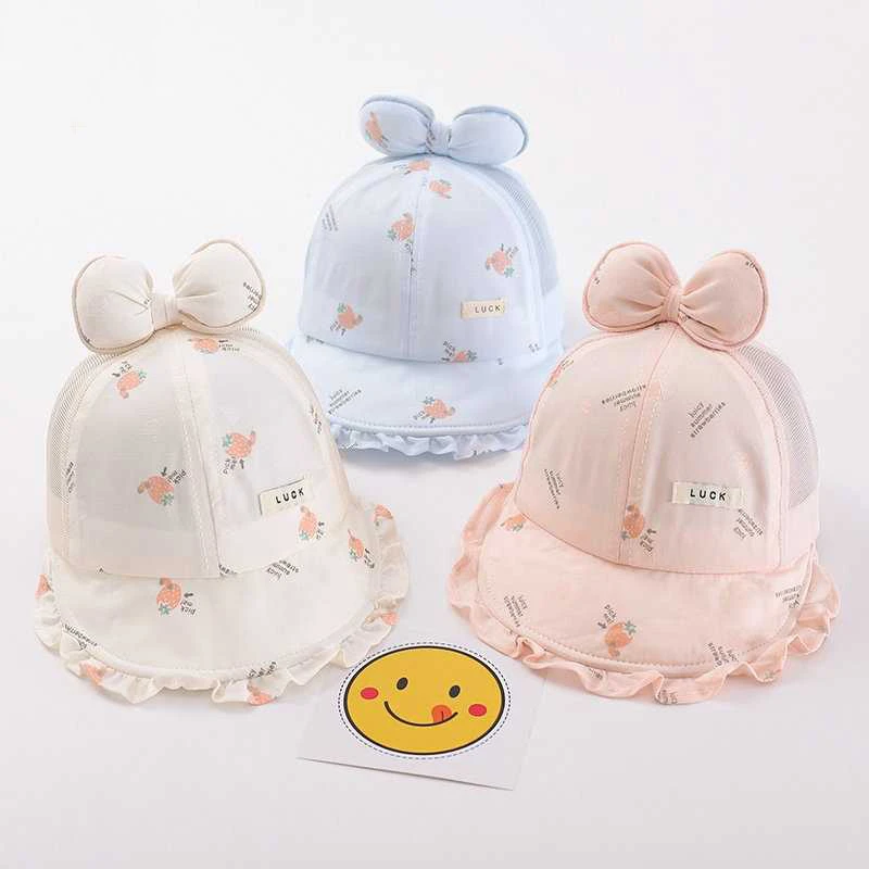 婴儿帽子夏季薄款宝宝女防晒遮阳帽婴幼儿新生儿洋气太阳鸭舌帽