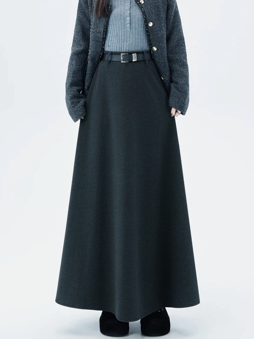 881732 祺欣家 秋冬法式厚款高级感A字小众设计显瘦针织半身裙