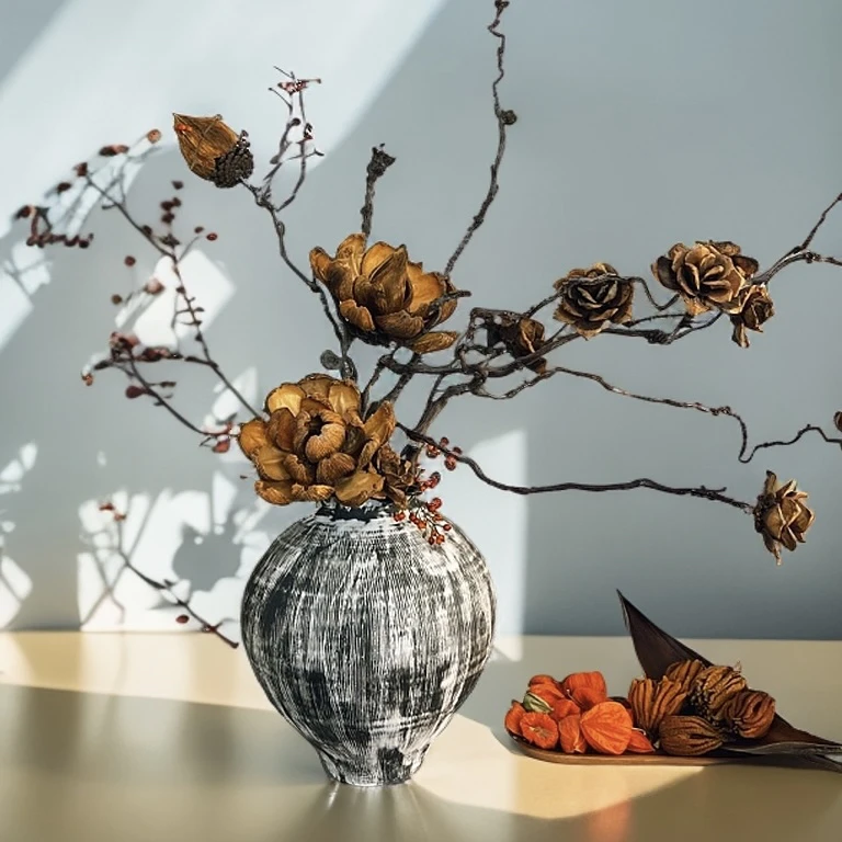 花禧【龙枣枝油画莲干花】龙枣枝意境居家装饰懒人花无需打理