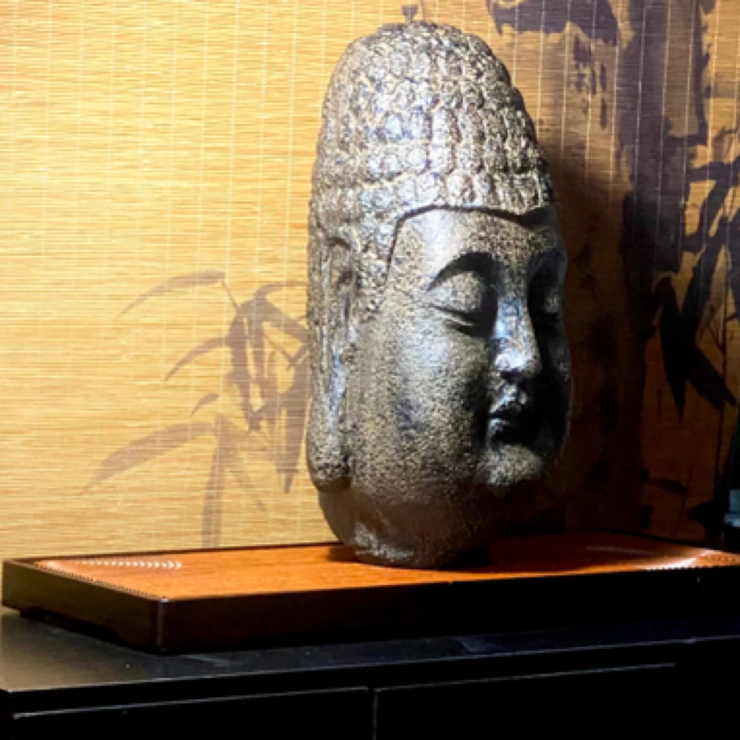 菩提佛首 火山岩摆件 适合茶室客厅玄关等空间装饰