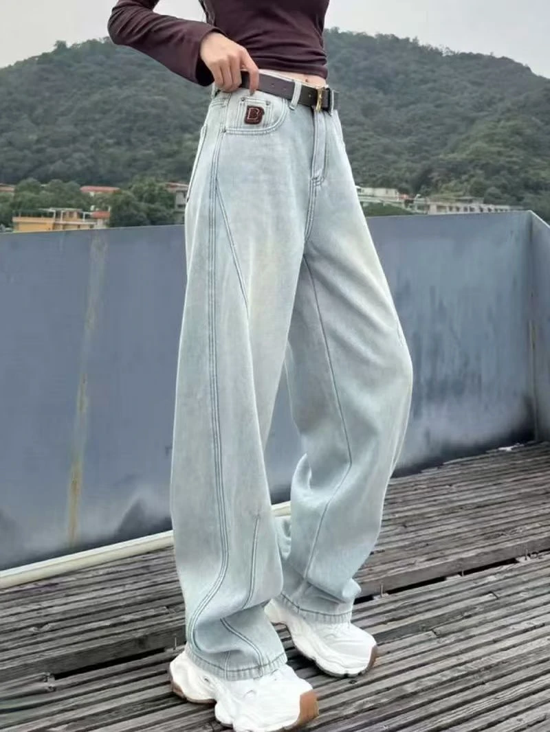 直播链接（8）夏季阔腿牛仔裤女新款百搭慵懒中腰复古宽松直筒裤子