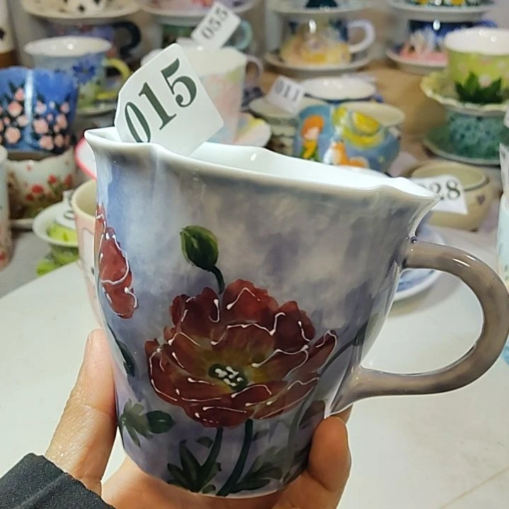 陶杯子17号景德镇手绘釉下彩