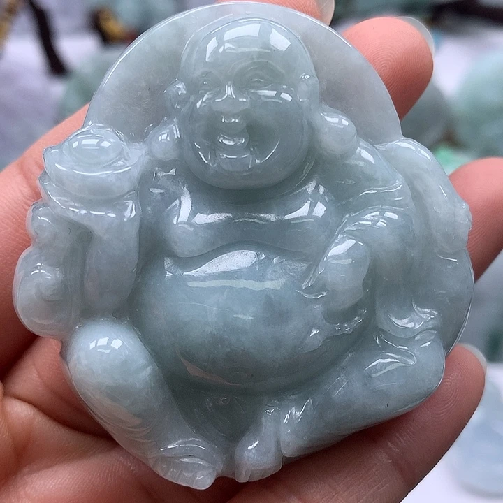 翡翠未镶嵌颈饰逍遥佛福利卡厚12+