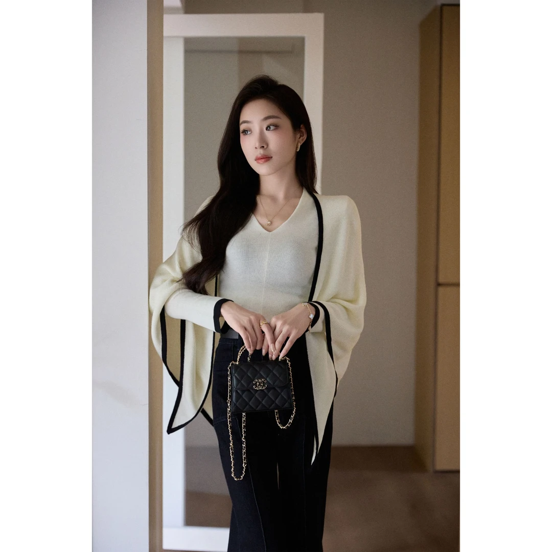 MEINA【北欧初雪】法式真两件披肩高级感气质显瘦时尚休闲设计毛衣