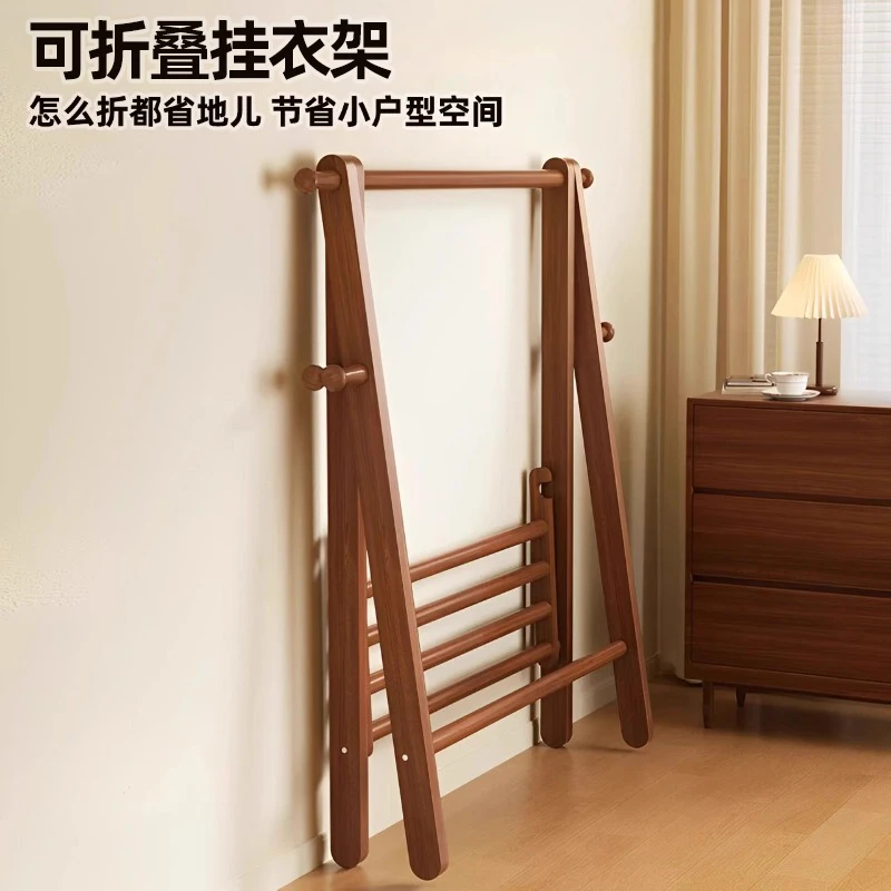 卧室落地挂衣架晚上次净衣服收纳置物架子家用客厅折叠立式衣帽架