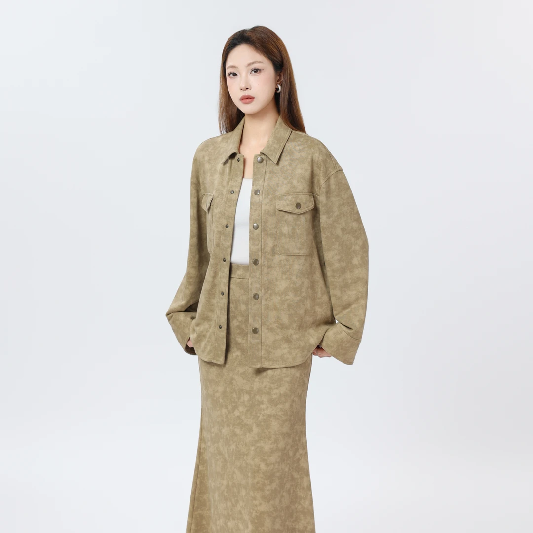 AMASS/阿玛施新款压花衬衣夏日高级感穿搭时尚百搭纯棉衬衫530019