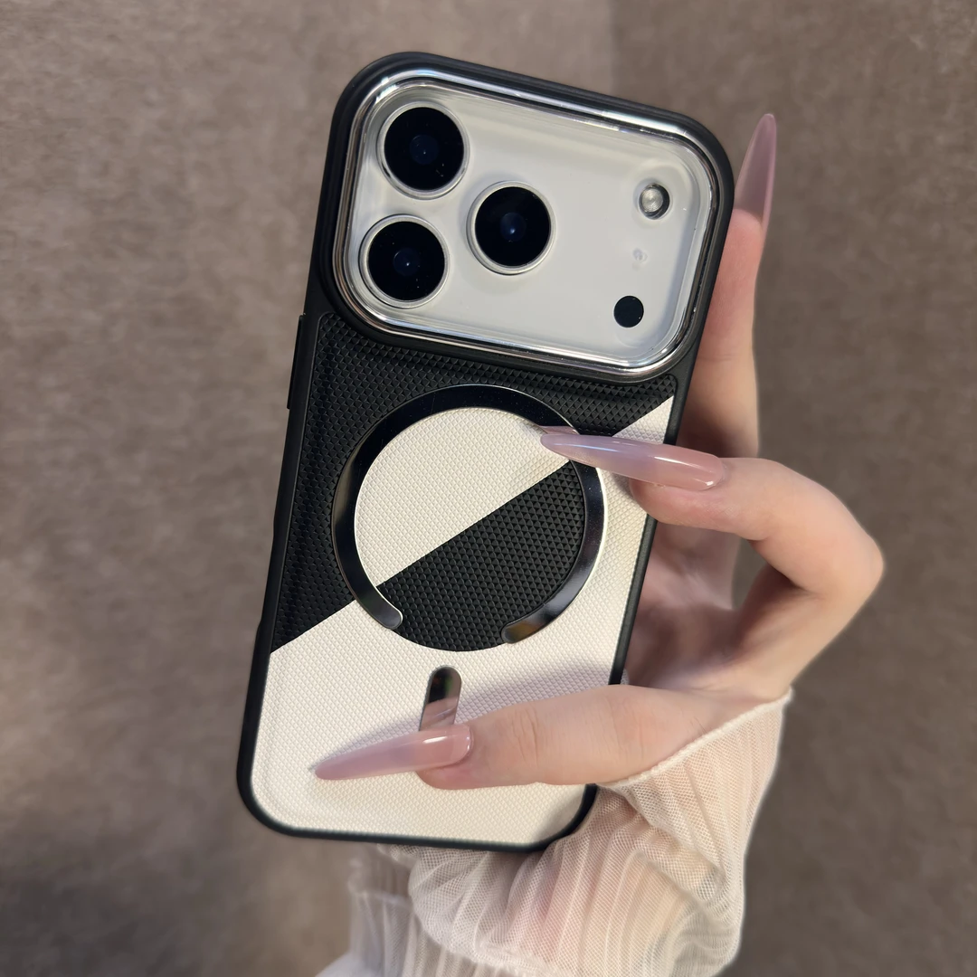 高级皮质磁吸适用苹果17promax手机壳撞色16小众15网红14情侣13女