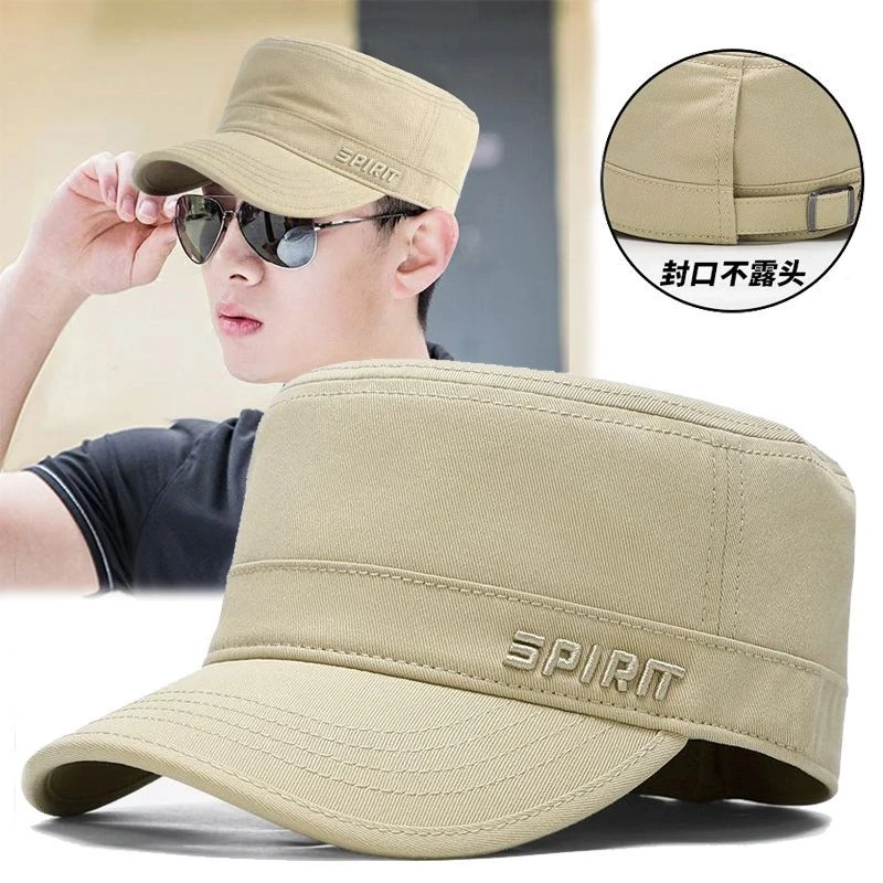 封口平顶帽子春秋鸭舌帽新款调节遮阳百搭户外中老年男士休闲