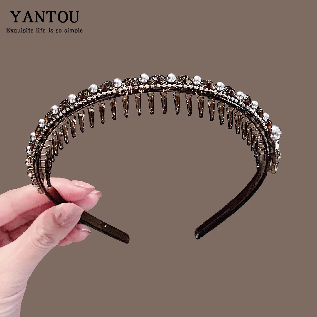 2025新款带齿防滑发箍气质时尚珍珠波浪头发箍女显脸小高颅顶发捆