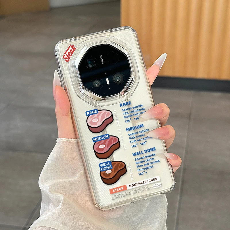 适用华为mate70RS非凡大师60RS透明创意个性牛排新款手机壳防摔