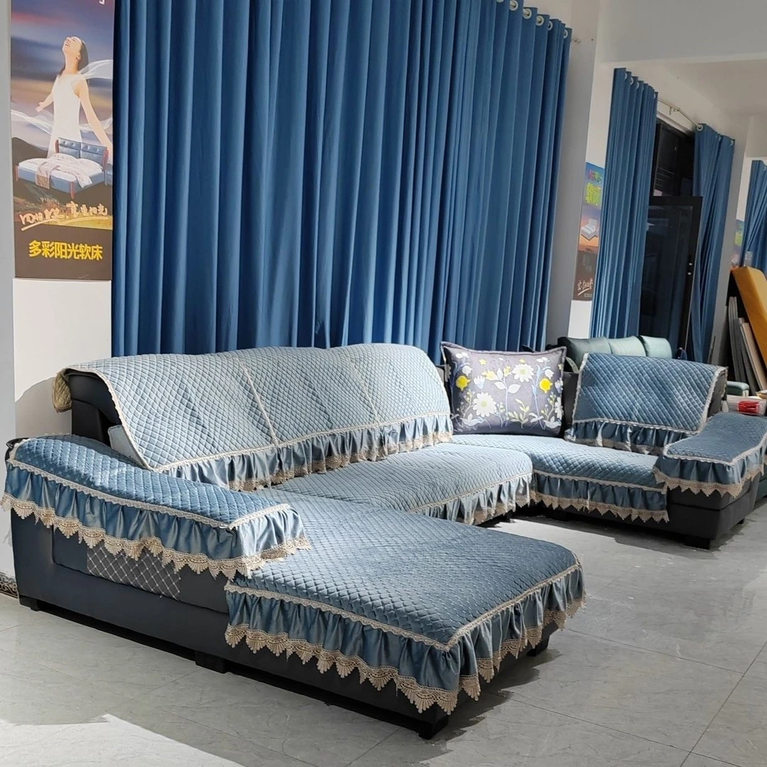 U型4米2以内左右贵妃通用万能款沙发座坐垫防尘罩靠背巾扶手盖巾