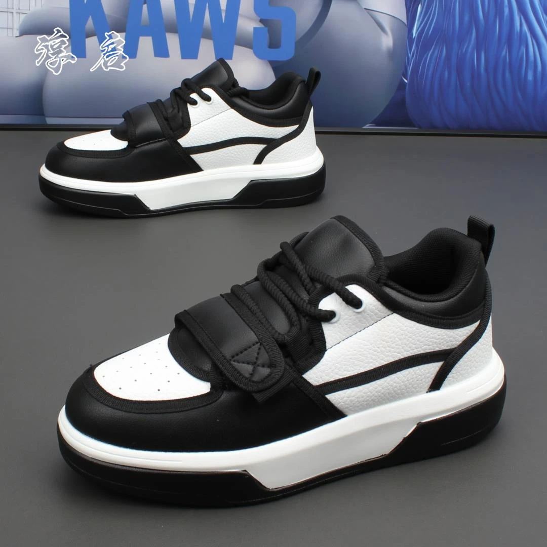 淳启男鞋小白鞋新款百搭防滑软底运动鞋青年时尚厚底皮面休闲板鞋