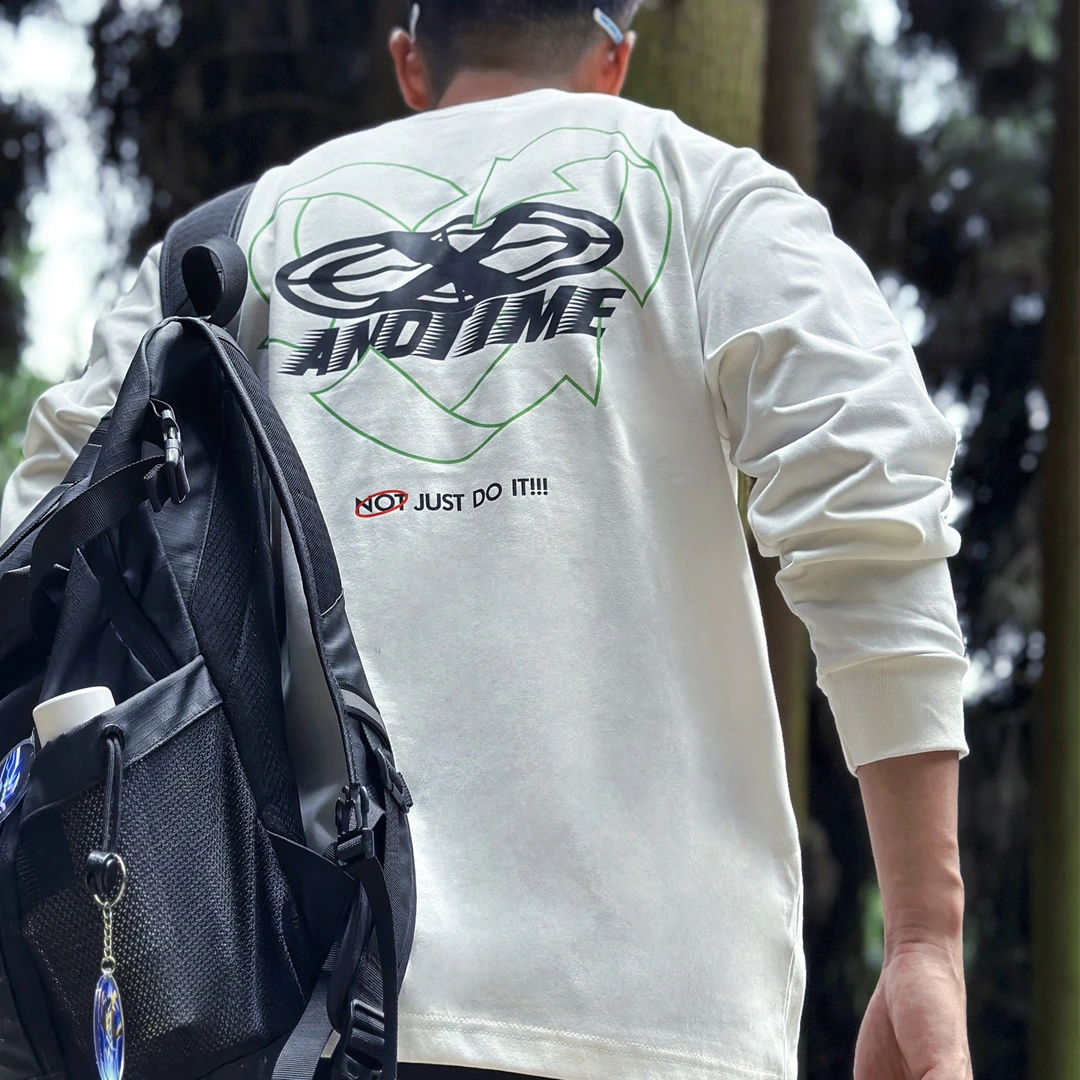 andtime美式纯棉长袖凉感运动简约打底衫秋季宽松圆领卫衣速干T恤