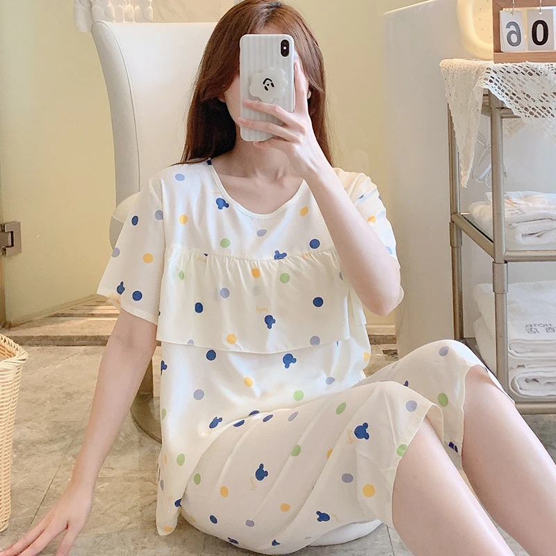 防凸点棉绸睡衣女夏季韩版小清新凉感家居服短袖棉绸套装B40#