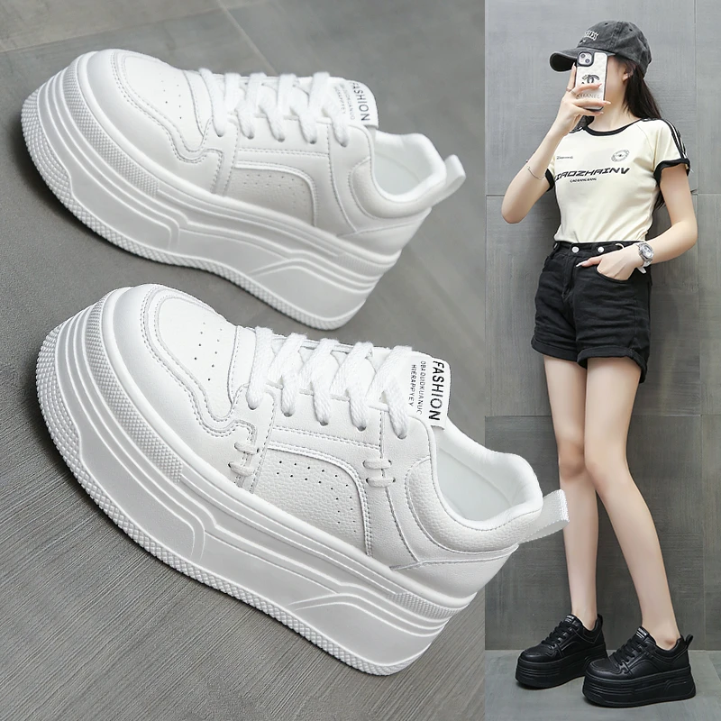 5cm增高小白鞋女2024高颜值新款秋季百搭学生厚底ins透气网红板鞋