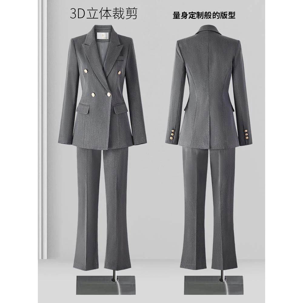 灰色职业西装套装女春秋2025新款女士面试正装高级感职场西服外套