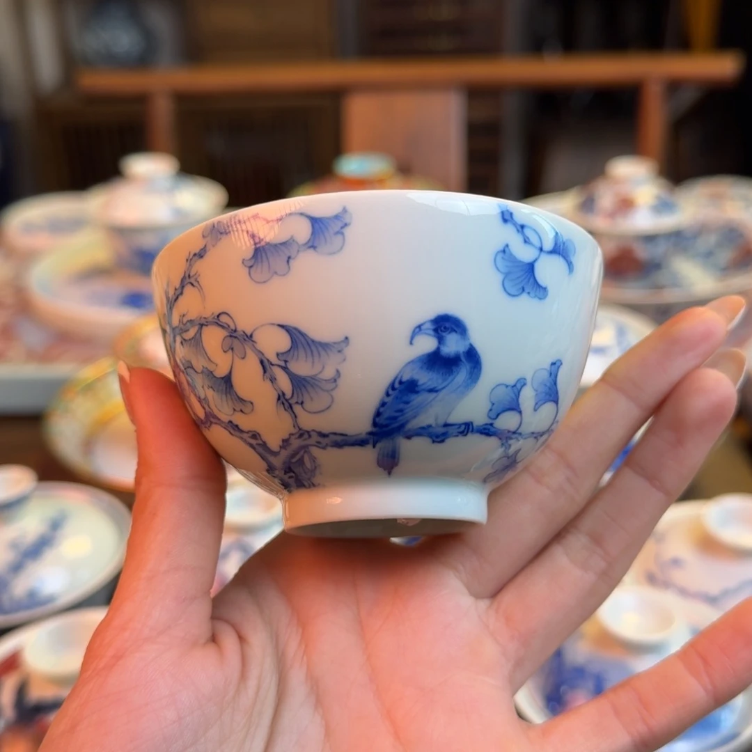 杯重工花鸟杯纯手绘