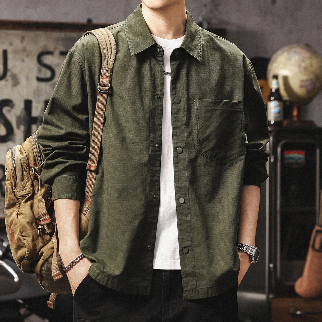 MR.MUDI/穆迪先生秋季美式工装衬衣男新款夹克外套高级感长袖衬衫