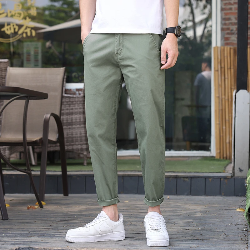 2025夏季薄款休闲裤男修身直筒九分裤男士韩版潮流弹力男裤子百搭