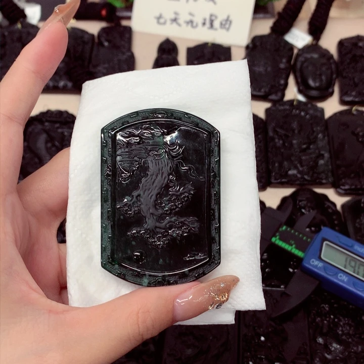 未镶嵌挂件翡翠天然a货钢琴黑挂件
