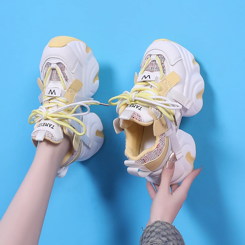 2025春夏新款韩版超轻厚底时尚网红小众老爹鞋8cm休闲轻便运动鞋