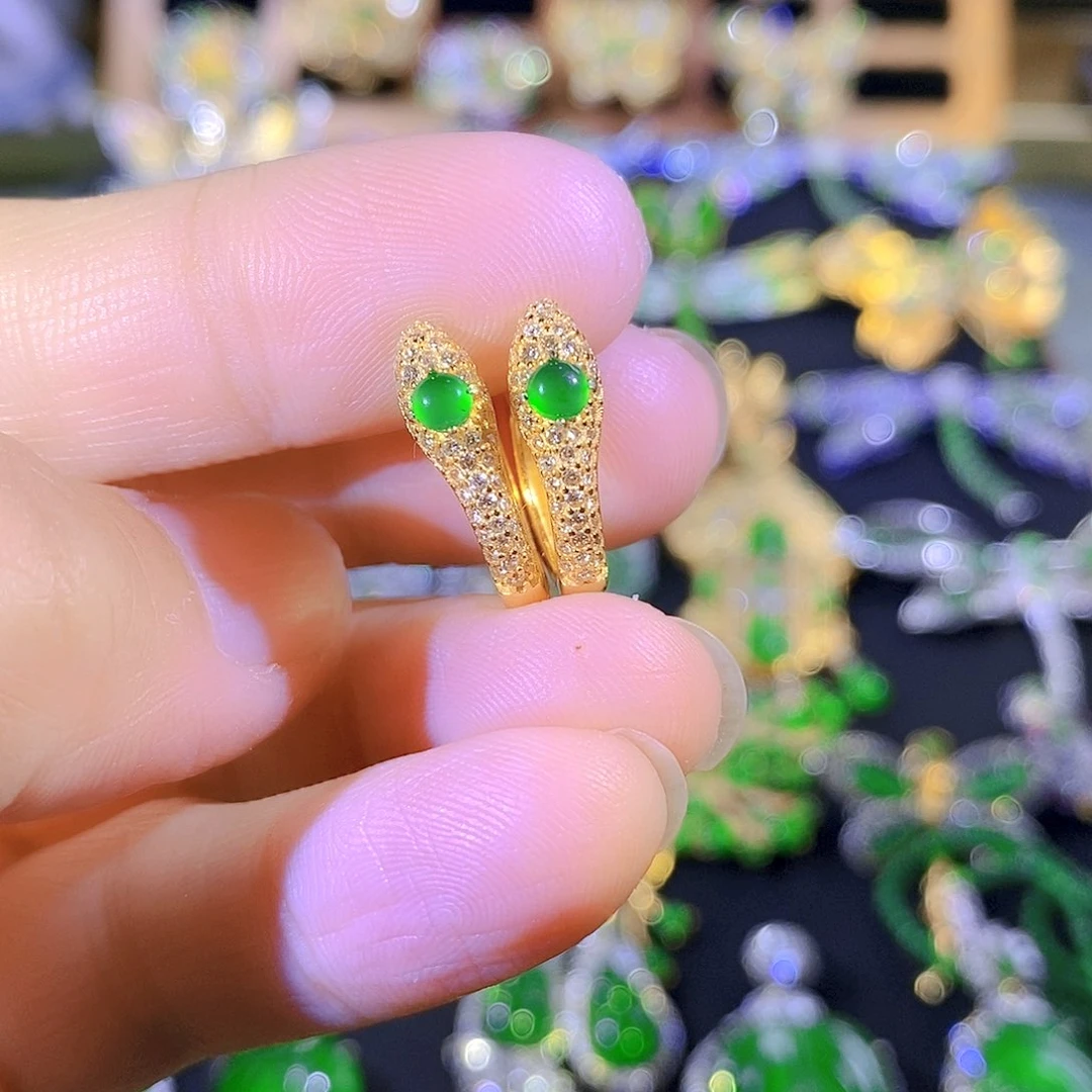 吊坠(不含链)银S925镶嵌翡翠