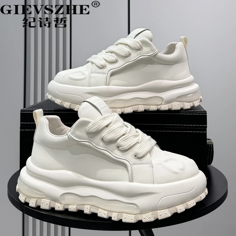 纪诗哲轻奢高端男鞋秋季新内增高小白鞋休闲运动网面内增高德训鞋