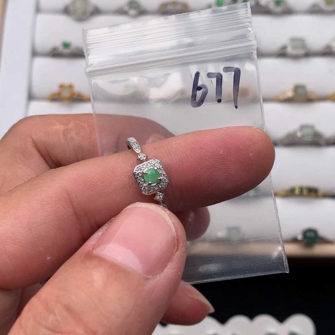 翡翠银S925镶嵌戒圈677