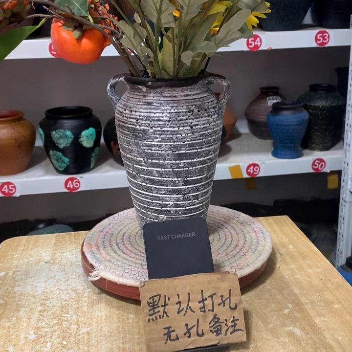 【闪购商品】微瑕土陶有孔高20口10一对