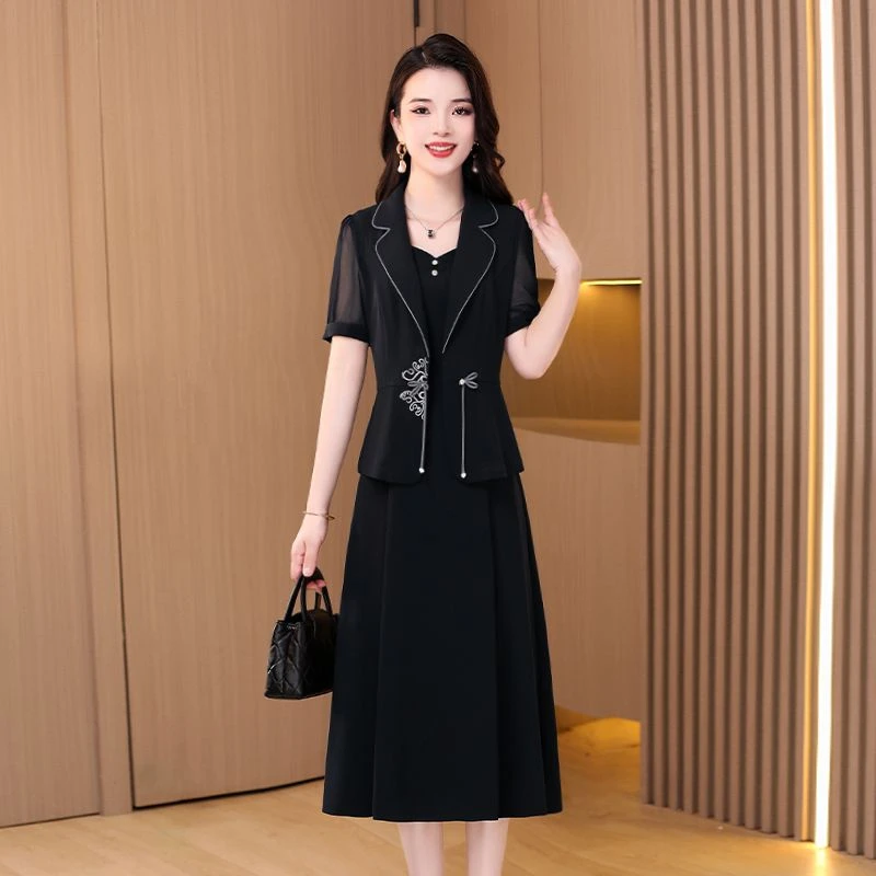 拉夏贝尔新中式国风旗袍套装2025新款女装夏季爆款高端品牌裙子
