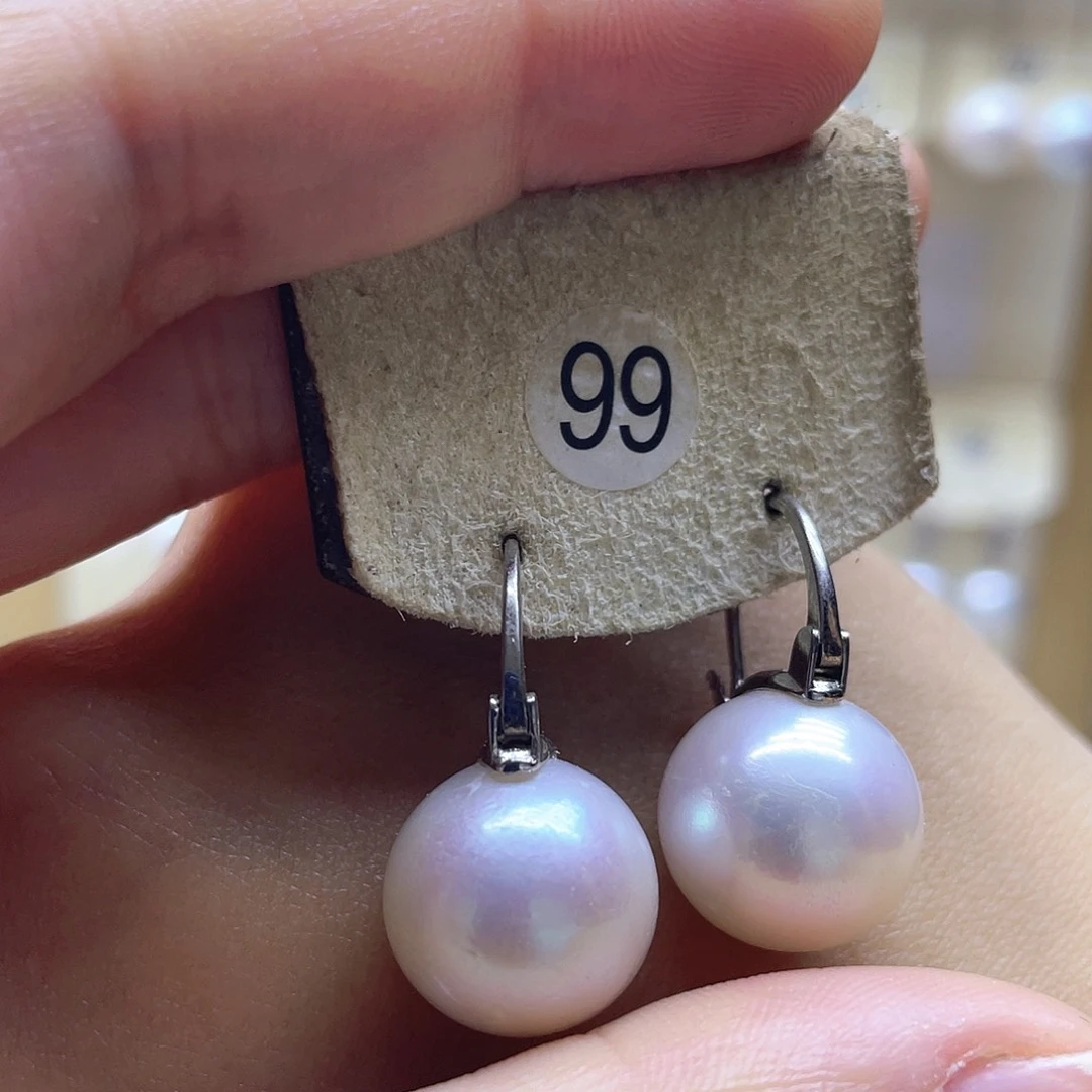 淡水珍珠银S925镶嵌耳饰