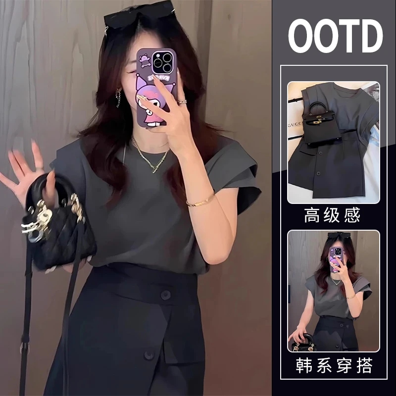 夏装搭配一整套洋气网红炸街甜辣风上衣短裙套装女盐系轻熟两件套