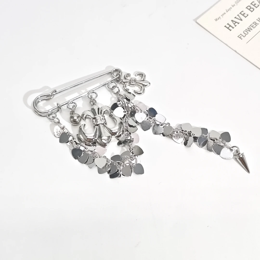 铜合金合成锆石胸针 07190高级时尚流苏闪闪船锚胸针