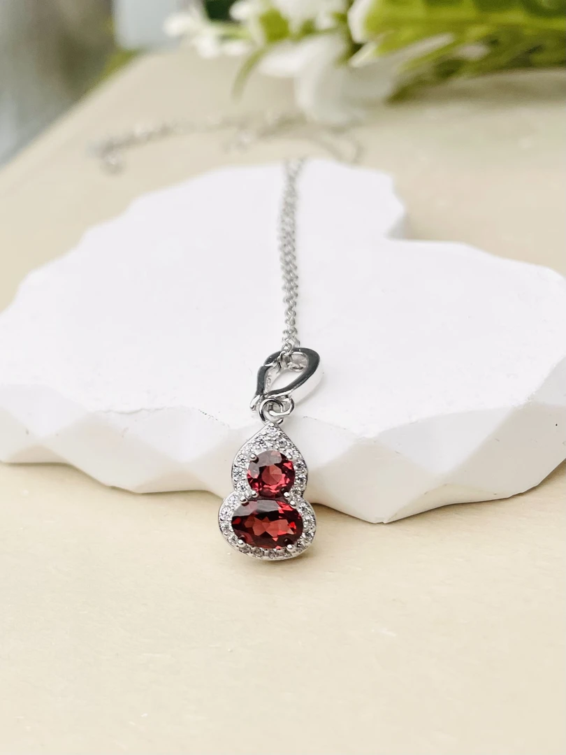 H03 天然石榴石吊坠项链S925银（多样性发其一）